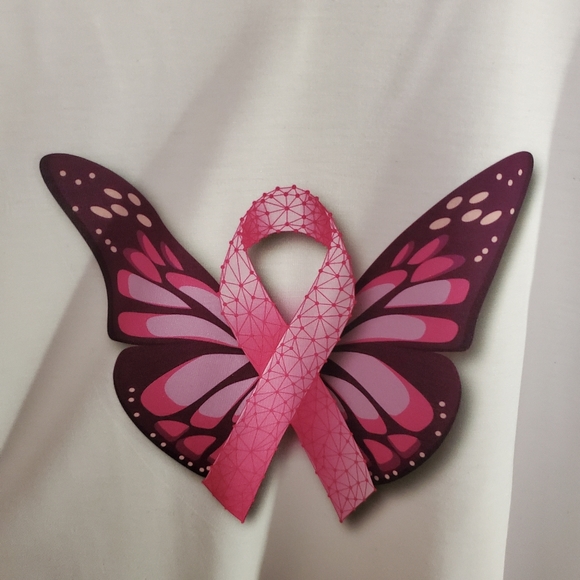 Hand Sublimated Tee- Butterfly Breast Cancer Ribbon - Picture 2 of 2